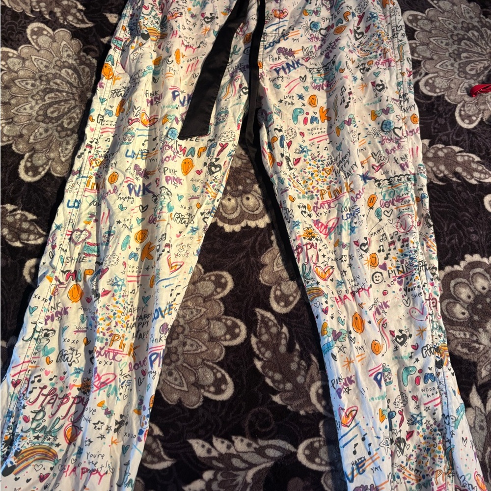 PINK Victoria's Secret White and Black Sweatpants